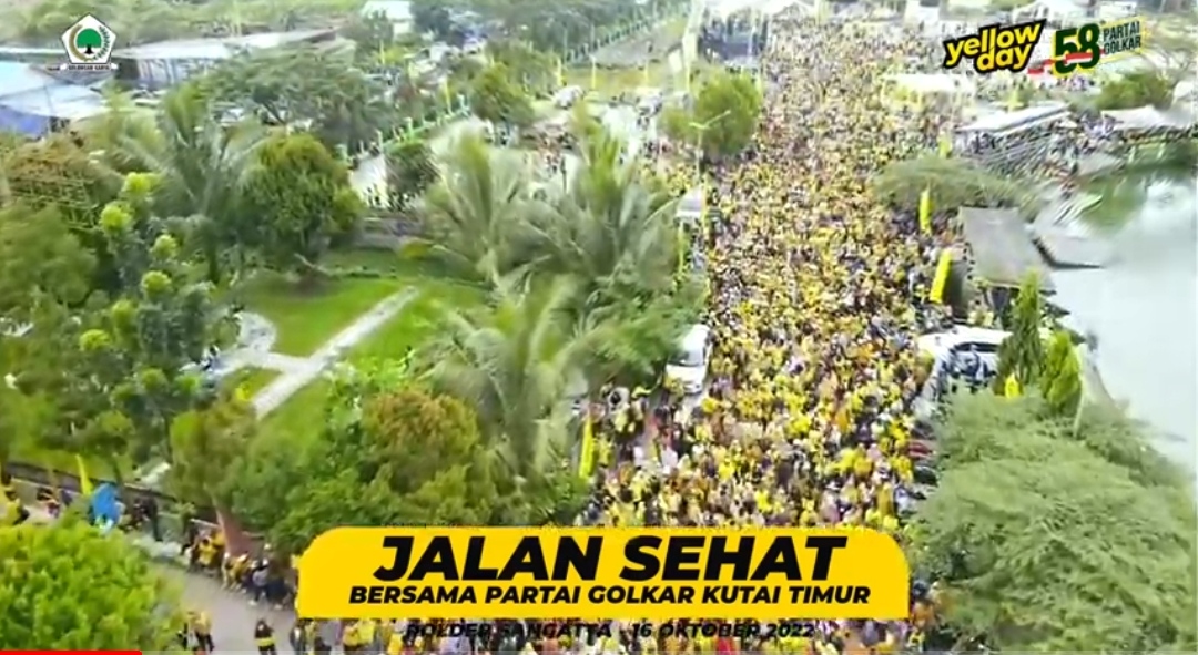 Yellow Day Jalan Sehat DPD Golkar Kutim Libatkan Belasan Ribu Peserta